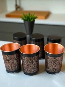 Hammered copper glass <b>set</b> Handmade copper tumbler Antique finish copper glass Luxury copper drinkware Premium copper - Product Image 6