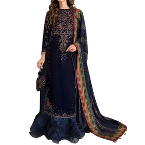 Vente en gros de robe de luxe en velours broderie élégante à la mode traditionnelle nuptiale fête vêtements d'hiver vente réversible de haute qualité - Product Image 4