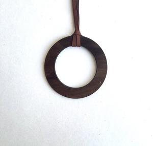 Collier en bois de perles brunes fait à la main cordon de coton Vintage dernier collier en bois pour les femmes cadeau de noël - Product Image 4