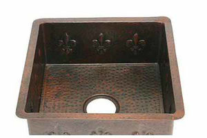 Fregadero de cocina de cobre grande de forma cuadrada, fregadero de cobre antiguo montado bajo, lavabo Vintage de estilo rural de granja - Product Image 3