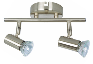 Striscia luminosa a 2 luci, serie Plain, nichel, GU10 (Ledesma 10141) - Product Image 1