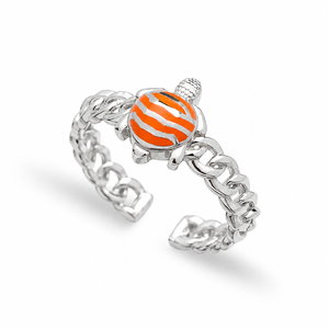 Anillo Ajustable con Diseño de Tortuga Naranja, Joyería Fina para Mujer al por Mayor, Diseño Moderno y Lindo, Plata de Ley 925 - Product Image 2