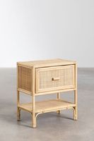 Table de chevet en rotin fait main, table de chevet tissée naturelle avec tiroir et étagère