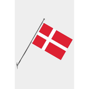 Ensemble de mât de drapeau télescopique mural du Danemark avec bannières en polyester, techniques d'impression numérique pour les graphiques - Product Image 1