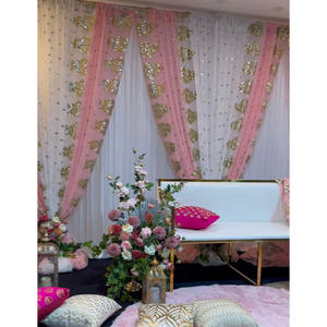 Telón de fondo de decoración de eventos de fiesta de boda cortinas de gasa marrón de tela de boda para telones de fondo - Product Image 1