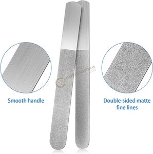 Lima de uñas de diamante profesional de acero inoxidable, lima de uñas de Metal de doble cara de alta calidad, borde fuerte para manicura y pedicura - Product Image 2