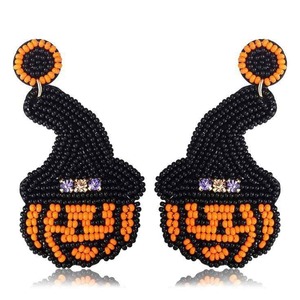 Sombrero de bruja, cuentas de semillas bordadas, pendientes de Halloween, el mejor diseño, cuentas de semillas bordadas, pendientes de Halloween, pendientes más vendidos J H - Product Image 2