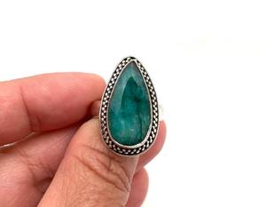 925แหวนเงินแท้เครื่องประดับคลาสสิกสำหรับผู้หญิง925สเตอร์ลิงเงินมรกตพลอยแฮนด์เมดสไตล์ Boho ของขวัญสำหรับคุณแม่ - Product Image 1