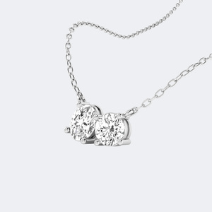 Collar con Colgante de Diamantes Toi et Moi de 1.00CTW, Oro de 14k, Diamantes Cultivados en Laboratorio, Corte Redondo y Ovalado, Color D, Joyería de Dos Piedras para Mujer - Product Image 5