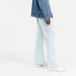 Pantalones informales ligeros de algodón para hombre, pantalones transpirables de cintura alta con patrón recto, ropa de calle acampanada, pantalones para correr, cintura elástica - Product Image 4