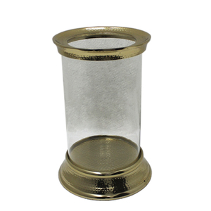 Juego de 2 portavelas de aluminio y vidrio con portavelas de tamaño pequeño de Color plateado martillado para decoración de boda - Product Image 5