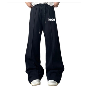 Pantalones de hombre de alta calidad personalizados pantalones de chándal rectos de algodón con logotipo bordado gran oferta cómodo estilo informal de la calle - Product Image 2