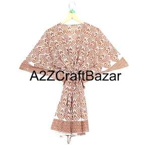 Vestido Kaftan Corto de Algodón Puro Ecológico para Mujer, Estilo Bohemio, Estampado Floral, Ropa de Playa, Informal, Cómodo para el Verano - Product Image 5