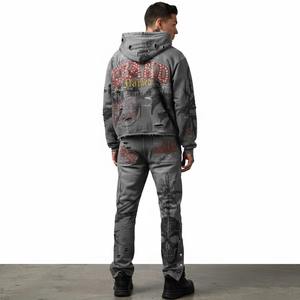 Chándal con Estampado de Pantalla Grande y Pedrería, Tejido Cálido y de Alta Densidad, para Ropa Urbana, Unisex - Product Image 4