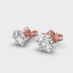 Pendientes de Diamantes Cultivados en Laboratorio con Corte Redondo a Precio de Fábrica en Oro Blanco/Rosa/Amarillo de 14K con Cierre de Rosca, Pendientes Solitarios OEM ODM - Product Image 6