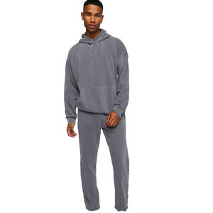 Pantalones de jogging rectos grises para hombre más vendidos, estilo de calle de verano con detalle de botón informal en el dobladillo inferior - Product Image 1