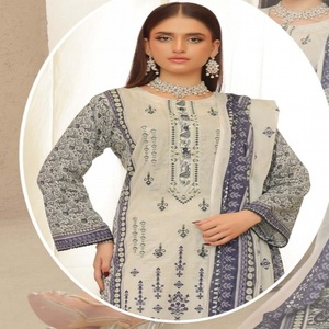 Traje de algodón de tres piezas para mujer, conjunto de Kurta Salwar Kameez Dupata Indian Bin Hameed, vestidos para adultos, venta completa de Pakistán - Product Image 3