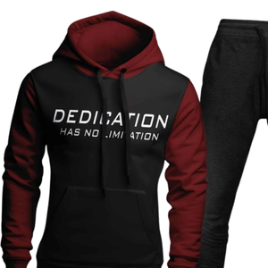 Conjunto Deportivo de Dos Piezas con Sudadera con Capucha Estampada y Pantalones Jogger de Felpa de Algodón con Eslogan de Dedicación, Ropa Deportiva de Invierno para Gimnasio y Calle, Unisex - Product Image 4
