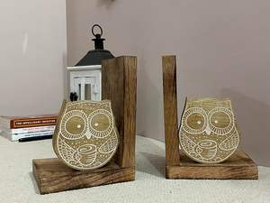 Sujetalibros de madera hechos a mano de lujo con gran estante de metal resistente decorativo del fabricante de la India - Product Image 6