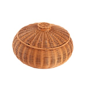 Eco-Friendly Rattan <b>Wicker</b> <b>Storage</b> <b>Basket</b> <b>Lid</b> Multifunctional Organizer for Kitchen Vegetables Customized Color Vietnam Modern - Product Image 2