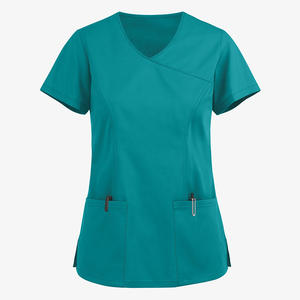 Servicio OEM Trending Nurse Scrub Top Custom 3-Pocket V-Neck Mock Wrap Butter-Soft STRETCH Uniformes de hospital para mujeres - Product Image 1