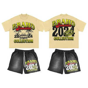 ชุดกางเกงขาสั้นสำหรับผู้ชายชุดกางเกงขาสั้นผ้าฝ้าย100% รุ่นเฮฟวี่เวทระบายอากาศได้ดีพิมพ์ลายหน้าจอได้ตามต้องการ - Product Image 6