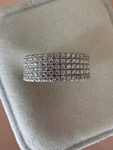 Bague demi-éternité multi-rangs en argent 925 avec moissanite taille ronde, bijoux fins pour mariage, bague de fiançailles - Product Image 6