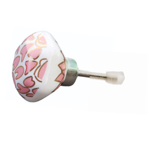 ลูกบิดเซรามิกดอกไม้สีทองสีชมพูเฟอร์นิเจอร์หรูหราของโมร็อกโกที่มีคุณภาพดีที่สุดลิ้นชักตู้แบบดึงสำหรับตู้เสื้อผ้าห้องครัวห้องรับประทานอาหาร - Product Image 2