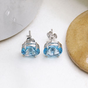 925 argent Sterling broche ensemble fait à la main boucle d'oreille pendentif naturel bleu topaze pierre précieuse pour les mariages fêtes cadeaux bijoux en gros - Product Image 3