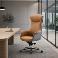 Chaise de bureau exécutive ergonomique en cuir PU, siège pivotant moderne, cadre en aluminium avec accoudoirs pour espace de travail