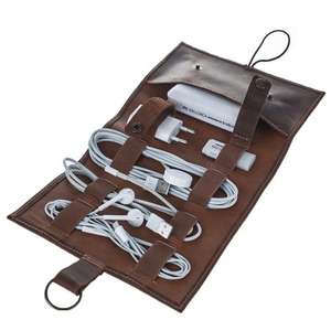 Pochette organisateur de câbles compacte de luxe en cuir et similicuir pour usage quotidien, chargeurs USB, écouteurs, voyage, bureau, vente en gros - Product Image 3