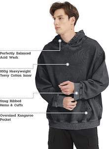 เสื้อฮู้ดซักแบบกรดขนาดใหญ่สำหรับผู้ชายเสื้อผ้าแบบสวมหัวแนวสตรีทวินเทจแฟชั่นแบบกำหนดเอง - Product Image 5