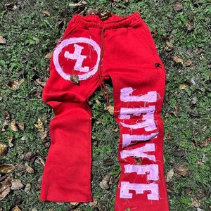 Pantalones y pantalones personalizados, apliques, parches bordados gráficos, pantalones de chándal acampanados apilados, pantalones acampanados para correr con lavado ácido para hombre - Product Image 5