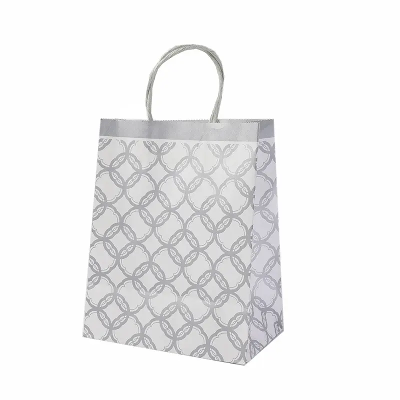 Custom Logo Printing White Kraft Paper Packaging Top Handle Bag Reusable Kraft Paper Bag With Handle