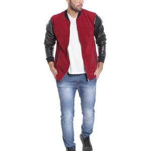 Chenille personalizado bordado Logo Fabricante de cuero de imitación de béisbol Collage Bomber Vintage Zip Unisex Formal Stand Collar chaqueta - Product Image 4