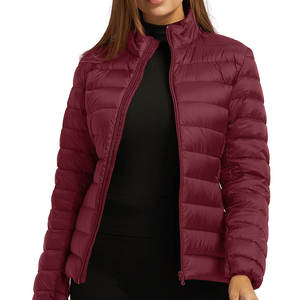 Producto ligero, ropa regular, manga larga, alta calidad, cremallera frontal, cuello levantado, chaqueta acolchada transpirable para mujer - Product Image 1