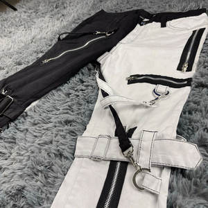 Pantalones Ajustados Góticos para Hombre, Negro y Blanco, Dos Tonos, Estilo Punk, Cremalleras Resistentes, Pantalones al por Mayor 2026 - Product Image 6