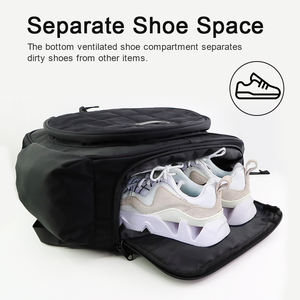 Grand sac de padel pickleball en nylon noir personnalisé pour sports de plein air sac à dos pour <span class=keywords><strong>raquette</strong></span> de tennis avec compartiment à chaussures - Product Image 4