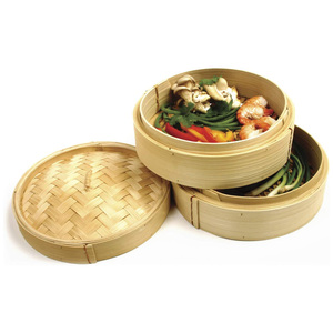Meilleur prix de gros pour cuiseur vapeur à dim sum commercial, panier à vapeur en bambou naturel pour dim sum et raviolis - Product Image 2