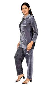 Women's Zipper hoodie and trouser set Pocket <b>Jacket</b> <b>Velvet</b> Jogging Suit Velour Tracksuits Women Two Piece Set wholesale - Product Image 5