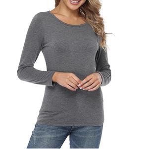 Camisetas de manga larga informales para mujer OEM, ropa de calle con cuello en V y patrón sólido, opciones de talla grande para todo el verano y otoño - Product Image 6