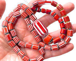 Perles de verre de commerce de Chevron rouge Vintage vénitien belles perles d'espacement en vrac pour bijoux et perles de travail au chalumeau en cristal - Product Image 3