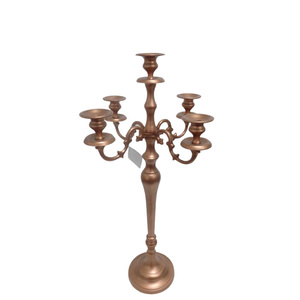 Table Top Decoration 5 Arms Aluminum <b>Candle</b> <b>Holder</b> Gold Antique <b>Candle</b> Pillar <b>Holder</b> Handmade in Bulk - Product Image 2