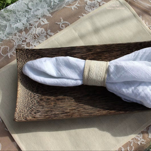 Porte-serviettes élégant en tissu blanc et en jute pour une table à manger moderne, décoration de cuisine et présentation pratique en provenance d'Inde - Product Image 1