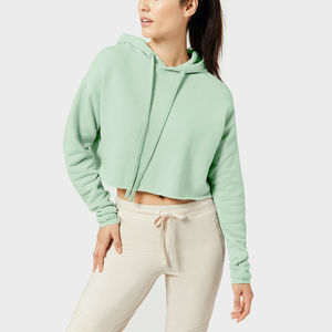 Best Selling Women's Casual <b>Crop</b> <b>Top</b> Hoodies Long <b>Sleeves</b> Light Knitted Sport Style Winter Hooded Collar Short Front Logo - Product Image 1