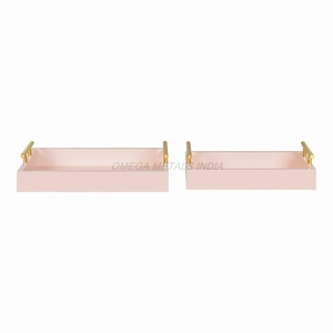 Top Trending Wooden <b>Tray</b> Set 2 Pcs in Rich Mahogany Color with Rectangular Shape and Chic Design Ideal for Elegant <b>Serving</b> - Product Image 5
