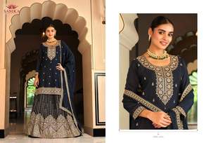 Designer Premium Chinon Soie Avec Miroir Et Broderie Travail Salwar Costume Fabricant Et Fournisseur De Surat Au Taux Le Plus Bas - Product Image 4