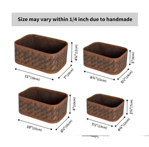Juego de cajas de almacenamiento tejidas de tono neutro, niveles dobles para espacios organizados tranquilos para la organización de la sala de estar - Product Image 3