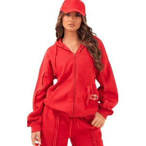 Sudadera con capucha y cremallera para mujer, chaqueta cálida de tela polar de algodón, estilo de calle, sudadera con estampado personalizado al por mayor, lo mejor para hombres y mujeres - Product Image 1