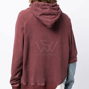 เสื้อฮู้ดดี้ผู้ชายแบบมีรอยขาดสไตล์วินเทอร์ ปี 2025 ขายส่งจากโรงงาน รับทำโลโก้ตามสั่ง ผ้าฝ้าย 100% กันน้ำ ระบายอากาศได้ดี สีตัดกัน - Product Image 4